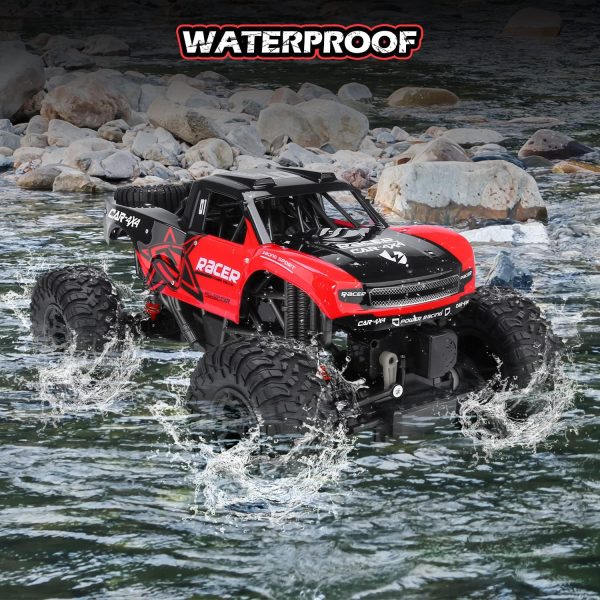 RC Trucks 4x4 Offroad Waterproof - 1:12 Scale Large Amphibious Remote Control Car, Dual Motors Crawler Vehicle, Monster Toys with 3 Rechargeable Batteries, Best Gift for Kids Adults - Image 3