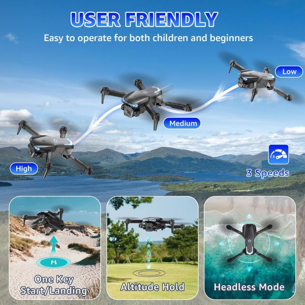 Drone with Camera for Kids & Adults, 1080P HD FPV Mini Drones with Altitude Hold, One-Key Take Off/Landing, 3D Flips, Speed Adjustment, Headless Mode, Toys Gifts for Boys Girls, Beginner - Image 6