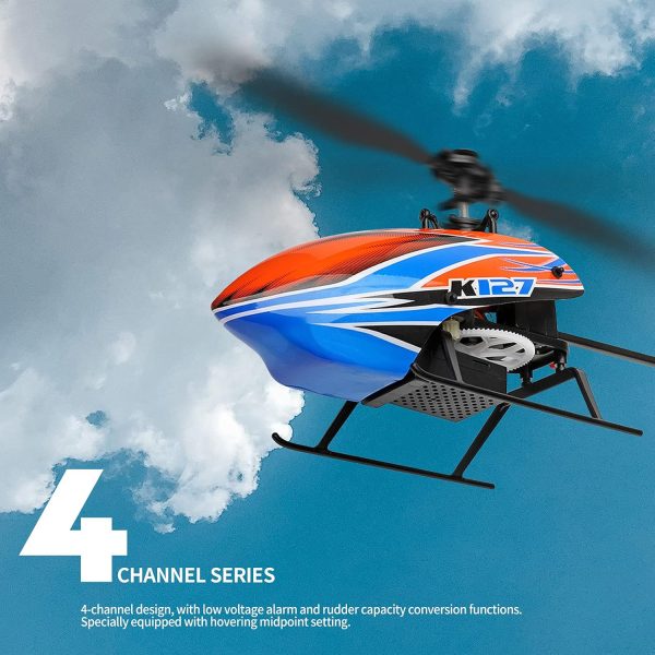 GoolRC RC Helicopter, WLtoys XK K127 Remote Control Helicopter, 4 Channel RC Aircraft with 6-Axis Gyro, Altitude Hold, One Key Take Off/Landing, Easy to Fly for Kids and Beginners, Include 3 Batteries - Image 3