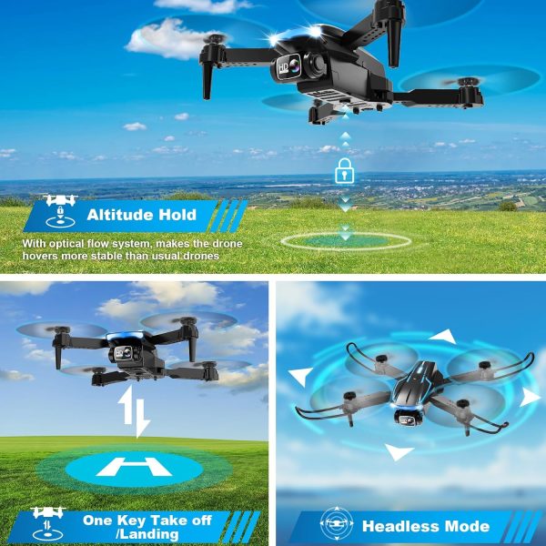 Mini Drone with Camera, 1080P FPV Foldable Drone with Stable Altitude Hold, Gravity Control, Trajectory Flight, 90° Adjustable Lens, One Key Take Off, 2 Batteries, Drones for Adults Kids - Image 6