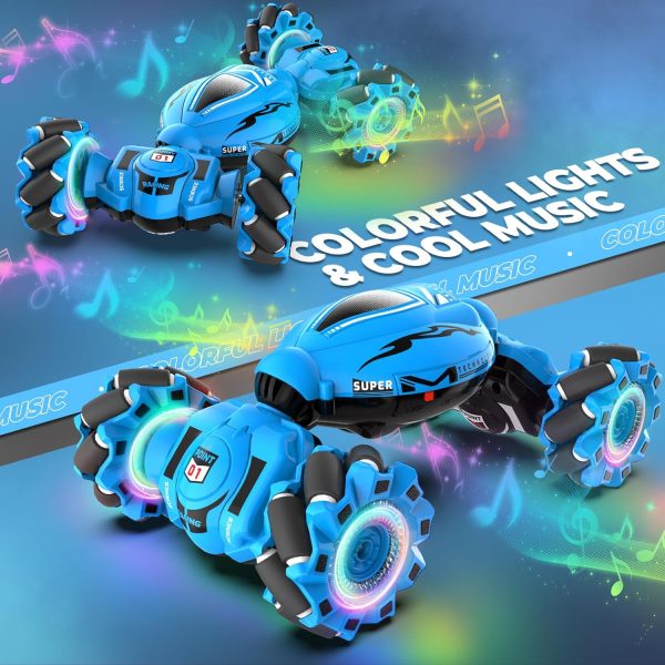 Dysaim Gesture RC Car, Gesture Sensing RC Stunt Car Toys for Kids 6-12 yr, 2.4GHz 4WD Hand Remote Control Cars with Lights Music, Off-Road 360° Rotation RC Drift Car Birthday Toy Gifts - Image 4