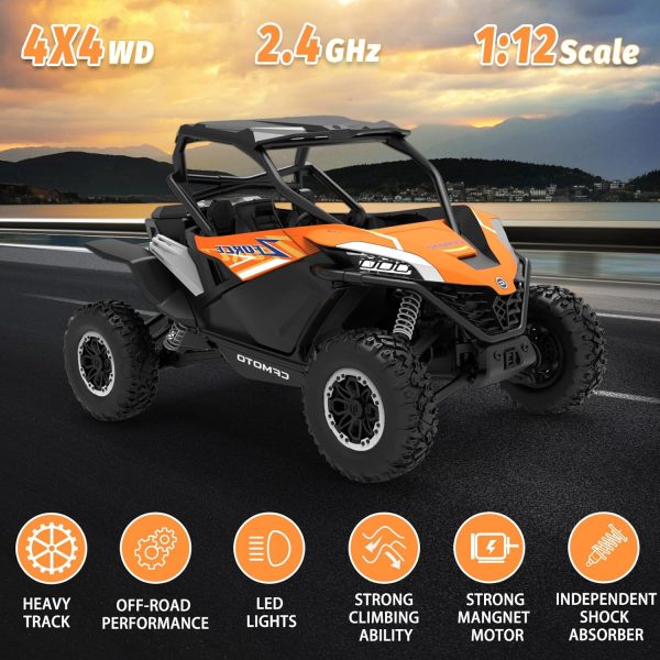 Remote Control Car All Terrain for Zforce, 4WD Off Road UTV Trucks with 3 Speed and LED Bodylight, 1:12 Scale Electric RC Crawler Vehicle Toy Gifts for Boys Girls Adults, 2 Batteries Included - Image 3