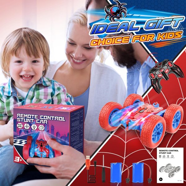 RC Cars Toys for Boys Ages 3-8 Kids Remote Control Stunt Car Toy Gifts for 4 5 6 7 8 9 10 Year Old Boy Girl Easter Birthday Gifts 360° Flip 4WD Car for Boys Age 4-6 5-7 Toddler Gift - Image 7