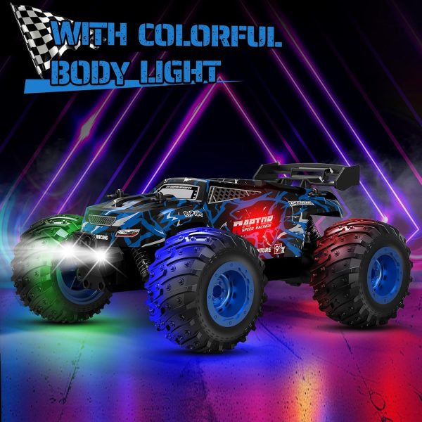 Remote Control Car, Rc Cars, Multi-Terrain RC Truck, 2.4GHz 2WD 20KM/H Two Speed Remote Control Monster Truck with Headlight and Bodylight Rechargeable Truck Toys for Kid - Image 10