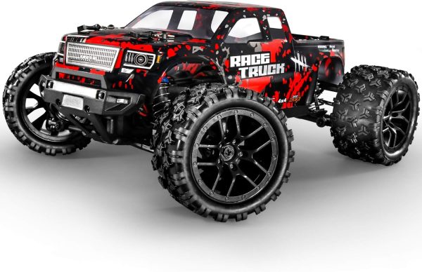 HAIBOXING 1:18 Scale All Terrain RC Car 36KM/H High Speed, 4WD Electric Vehicle,2.4 GHz Radio Controller, Included 2 Batteries and A Charger,Waterproof Off-Road Truck (Red) - Image 4