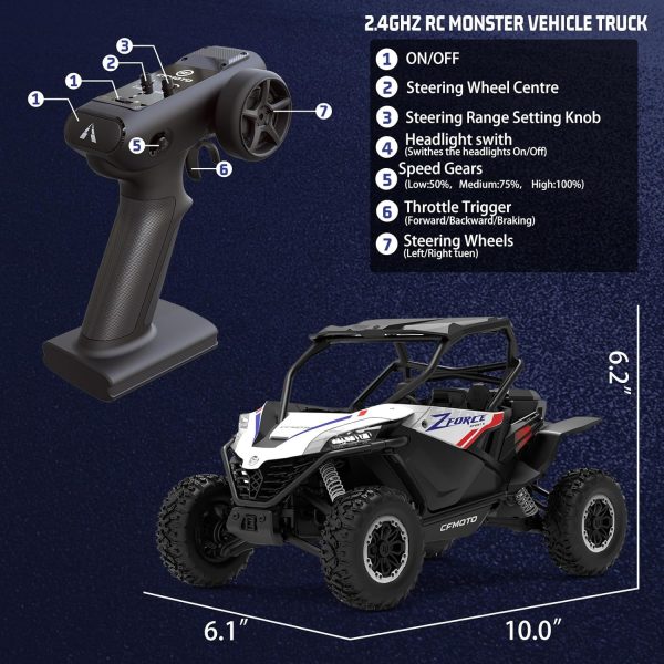 Remote Control Monster Truck 4WD Drift Car Off-Road UTV Vehicle RC Rock Crawler Truck All Terrain RC Car with 3 Speed 2 Powerful Battery Toy for Adults Kids Car Model Hobby - Image 8