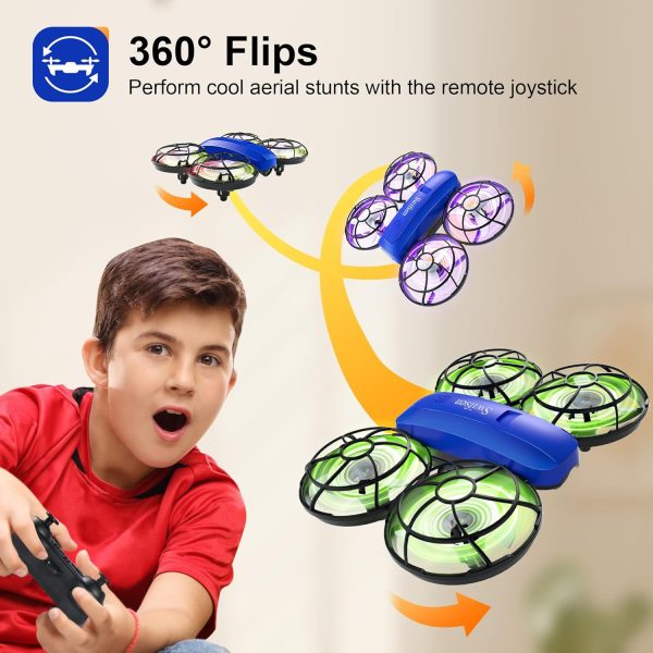 Drones for Kids with Camera,Rc Drone Indoor Small Helicopter,Birthday Gifts for Boys and Girls Beginners Friendly,Mini Quadcopter Toy With 2 Batteries,Propeller Full Protect,Altitude Hold,4 Colourful Light - Image 4