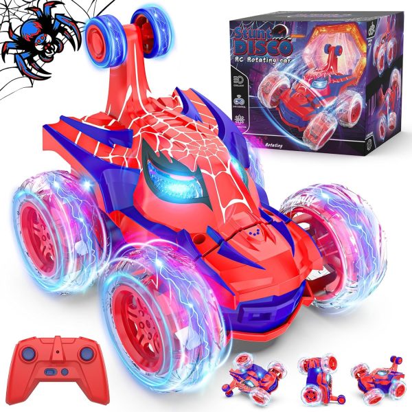 Remote Control Car Stunt RC Cars 360° Rotating with 2.4GHz Rechargeable Wheel Lights Toys Car Gift for Boys 3 4 5 6 7 8 9 10 11 12 (Red) - Image 2