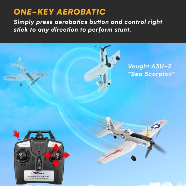 Top Race Remote Control Airplane - Ready to Fly 4 Channel RC Plane for Adults - Advanced Foam Construction - Remote Controlled War Cessna P51 Mustang Upgraded with Propeller Saver - 4.3"x15.7"x11.8" - Image 6