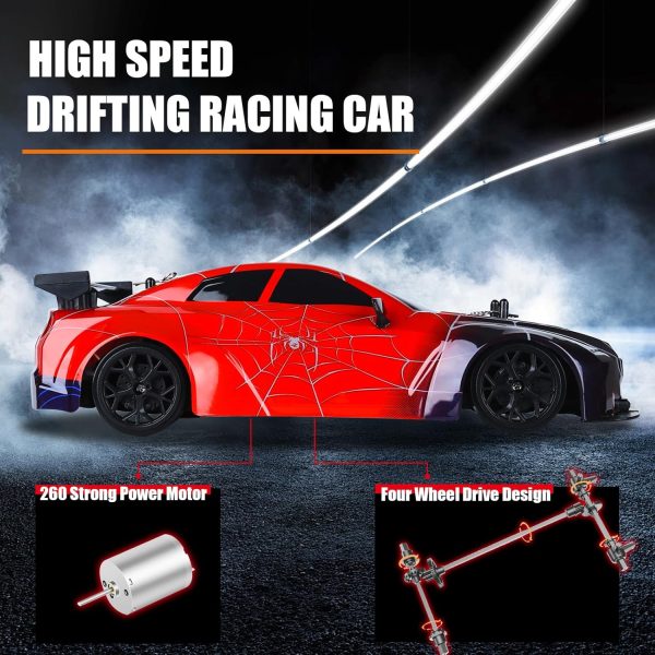 Spider RC Drift Car, 1:14 Monster Truck Remote Control Drift Car with Full Proportional Throttle 4WD GT Drift RC Cars with Cool Light Vehicle RC Drifting Car Gifts Toy for Adults Boys Kids - Image 7