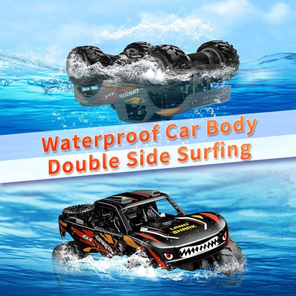 Carox 1:16 Scale Amphibious Remote Control Car Truck, 2.4GHz Shark Monster Truck, Waterproof RC Truck, 4WD All Terrain Off Road Car, Pool Toy Water Toy for Kids Ages 4 5 6 7 8 9 10 12 - Image 5