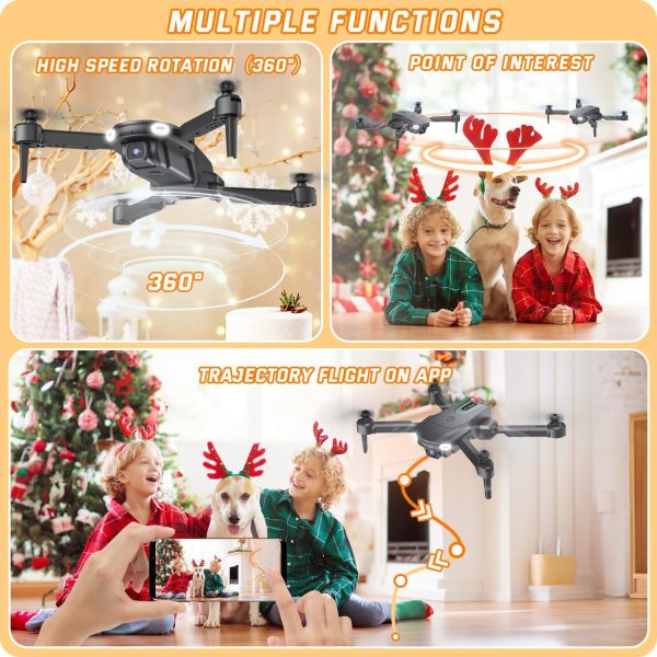 Mini Drone with Camera for Kids Beginners - Remote Control Helicopter Toys Gifts for Boys Girls, 1080P HD FPV RC Drones Support 2 Batteries, One Key Start/land, Gesture Selfie for Entertainment, Black - Image 8