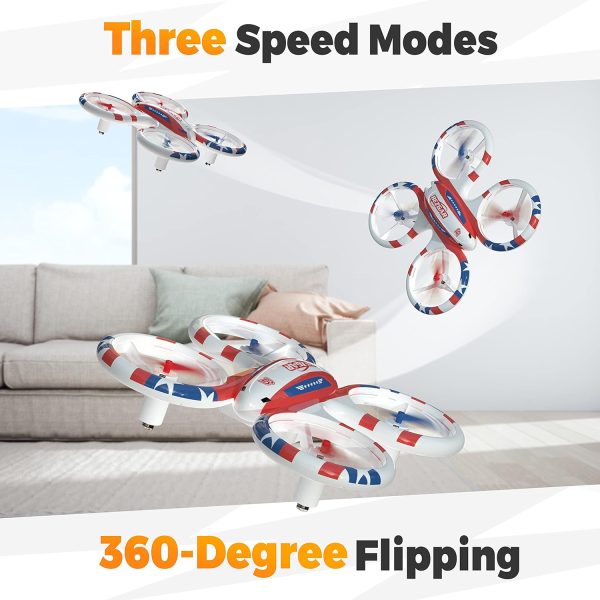 BEZGAR HQ051 Drones for Kids - RC Drone Indoor, LED Remote Control Mini Drone with 3D Flip and 3 Speed Propeller Full Protect Small Drone Quadcopter for Beginners, Easy to fly Gifts for Kids - Image 4