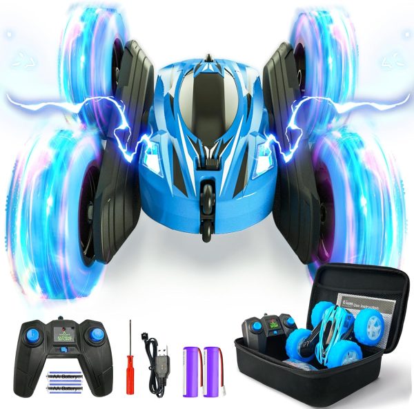 BEZGAR Remote Control Car with Case - Upgraded RC Stunt Car with Flashing Lights on All 4 Wheels, 2.4GHz 360° Flips Rotating RC Cars for Kids, Christmas/Birthday Gifts, Toys for Boys Age 4-7 8-12 - Image 2