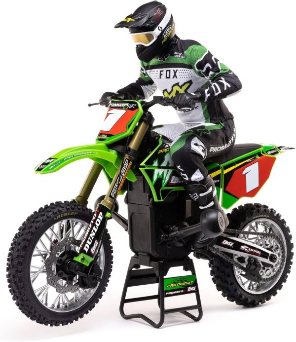 Losi RC Motorcycle Promoto-MX 1/4 Motorcycle Ready-to-Run Combo Includes Battery and Charger Pro Circuit LOS06002 Green - Image 2