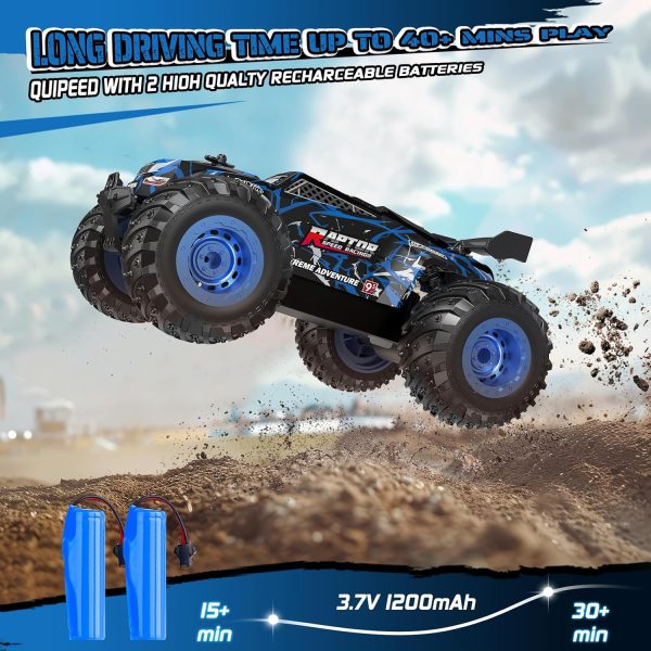 Remote Control Car, Rc Cars, Multi-Terrain RC Truck, 2.4GHz 2WD 20KM/H Two Speed Remote Control Monster Truck with Headlight and Bodylight Rechargeable Truck Toys for Kid - Image 5