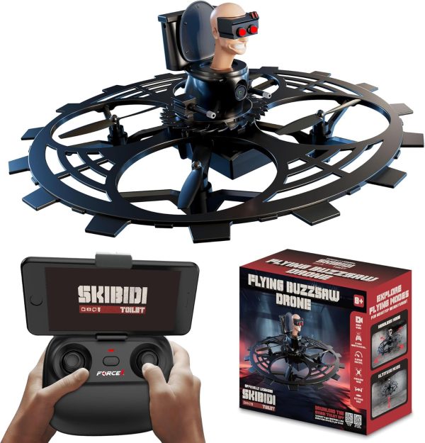 Force1 Officially Licensed Skibidi Toilet Toy RC Drone- Flying Buzzsaw Mini Drone with Camera, 1080p FPV Video Recording, Headless Mode, Altitude Hold, Speed Control, 2.4GHz Remote Control Drones - Image 2