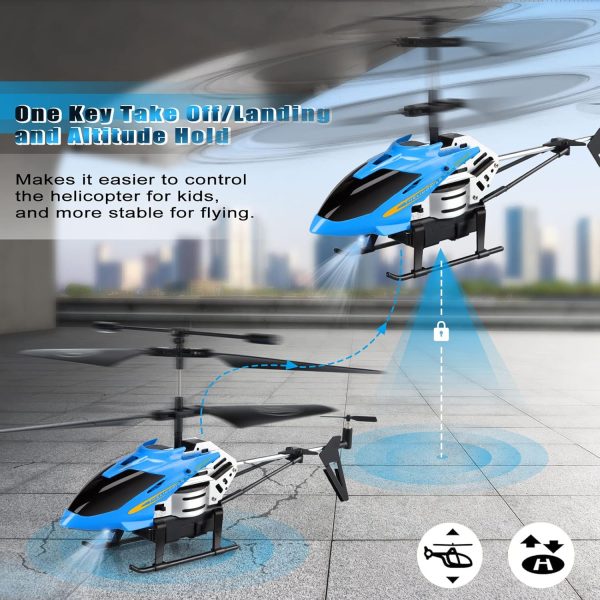 Dolanus RC Helicopters - Remote Control Helicopter Toys: One Key Take-Off/Landing, Automatic Altitude Hold, LED Light & 3.5 Channel Gyro Stabilizer, Flying Toys - Gift for Boys/Girls Kids Adults, Blue - Image 5