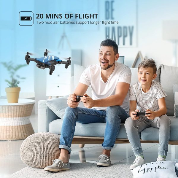 DEERC D20 Mini Drone with Camera for Kids, Remote Control Toys Gifts for Boys Girls with Voice Control, Gestures Selfie, Altitude Hold, Gravity Control, One Key Start, 3D Flips 2 Batteries, Blue - Image 8