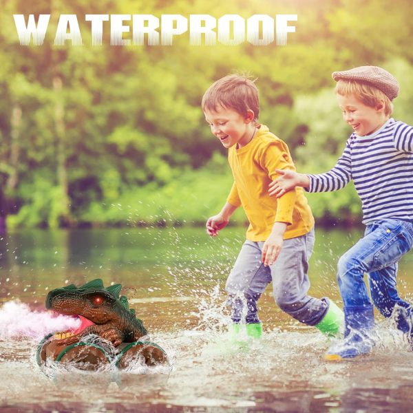 Cheerwing Remote Control Car Dinosaur Toys for Kids Boys,2.4GHz Amphibious Waterproof RC Dinosaur Car with Light,Spray,Sound 360° Rotating Function,All Terrain RC Monster Truck - Image 3