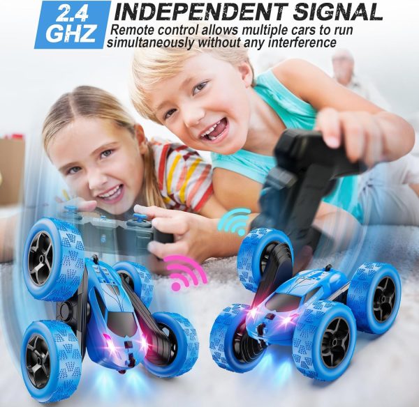 Remote Control Car, RC Cars Toys for Kids Ages 6-12, 4WD Stunt Car with LED Lights & 360° Flips, 2.4GHz, Upgraded USB-C Modular Batteries, 8-10 Year Old Boys 1-Blue - Image 4