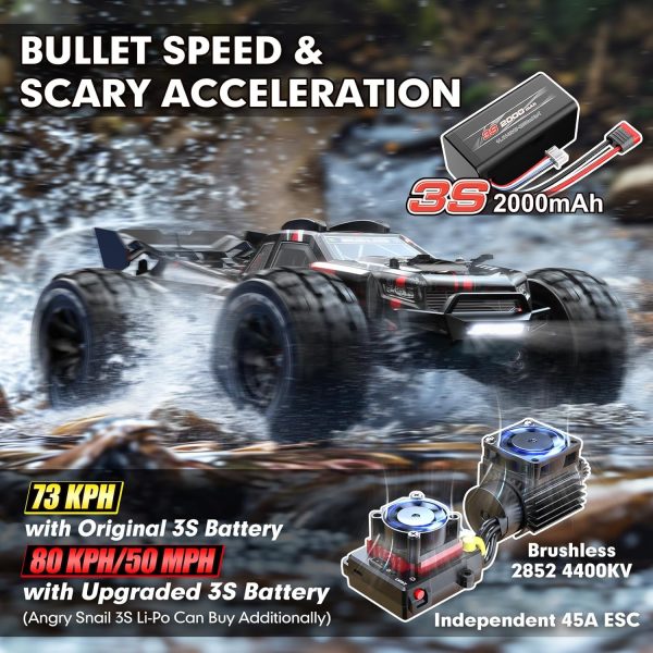 Jetwood x Hyper go 1/14 All Terrain Super Fast RC Cars for Adults, 50mph Electric Brushless RC Trucks, Offroad Waterproof Adult Remote Control Car, Hobby RC Truck for Boys, High Speed 4WD Truggy - Image 3