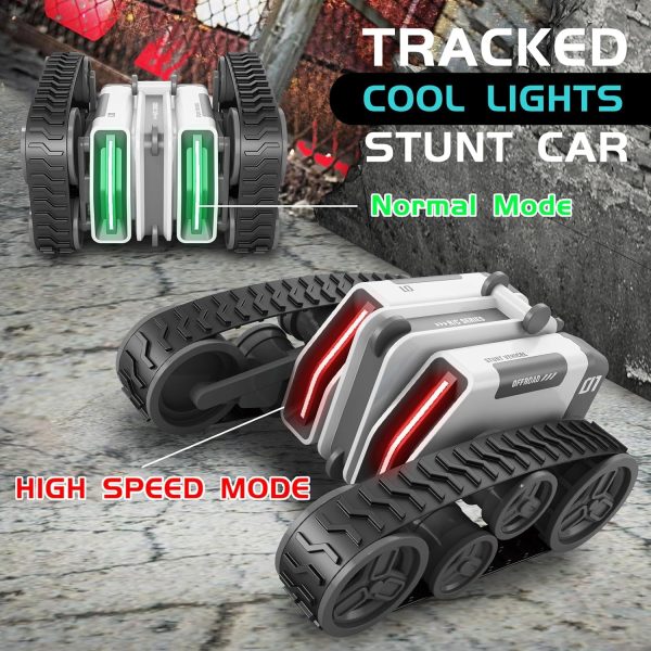 Remote Control Car, RC Cars with Tracked Double-Sided RC Crawler Driving 360° Rotating Lights RC Stunt Car Toy Gifts Presents for Xmas Birthday Chirstams Party Boys/Girls Ages 6+ - Image 3