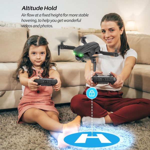 Drone With 1080P FPV Camera for Kids Adults - Quadcopter Drone with Hover Stable, Foldable Mini Drones With One Key Start, Waypoint Fly, Headless Mode, Auto-Follow, 3D Flip, 3 Speeds, 2 Batteries, Easy for Beginners - Image 5