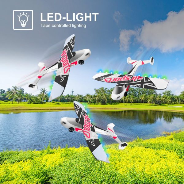 4DRC RC Plane, 2.4Ghz Remote Control Airplane,Flying with 2 Batteries & Propeller 6-axis Gyro Stabilizer,Blue&Green Light,Easy to Fly for Beginners Adults Kids Boys - Image 8