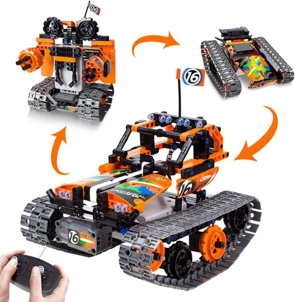 3-in-1 STEM Remote Control Building Kits - Tracked Car/Robot/Tank - 2.4Ghz Rechargeable RC Racer Toy Set Gift for 8-12 14 Year Old Boys and Girls Best Engineering Science Learning Kit for Kids 392pcs - Image 2