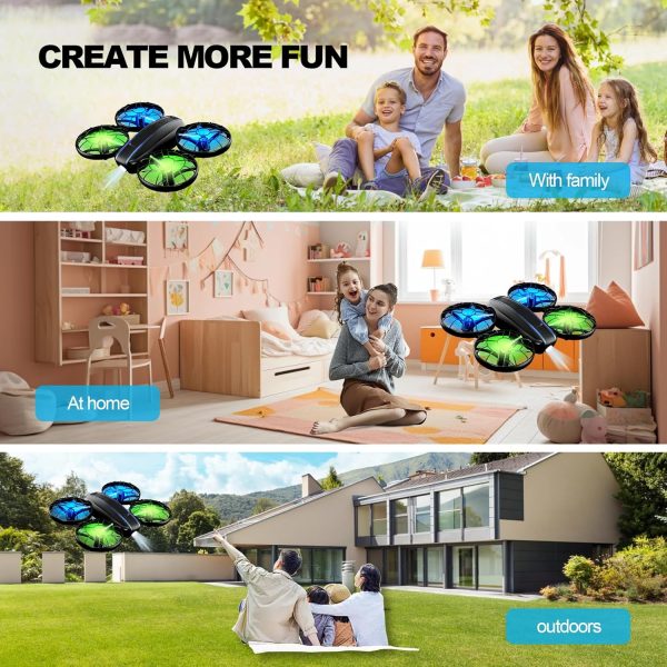 RC Drone for Kids and Beginner, Small RC Quadcopter with Lights and 3D Flip, Altitude Hold, Headless Mode, Propeller Full Protect, Easy to Fly Toys Drone for Kids Boys and Girls Gift (2 Batteries) - Image 8