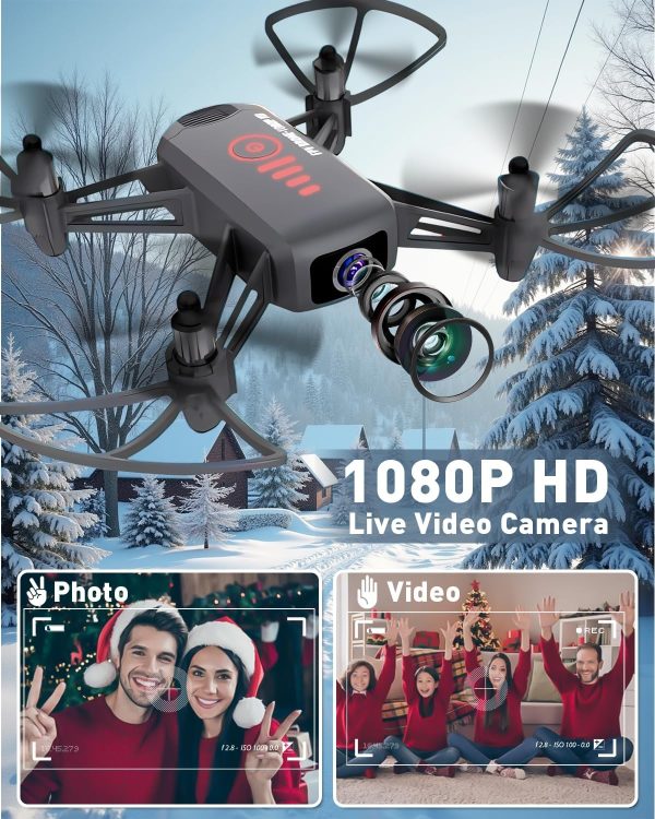 Drone with Camera, 1080P FPV Mini Drones for kids 8-12 and Adults, 2 Batteries, Altitude Hold, Headless Mode, 360°Flip, Gravity Control, Gestures Selfie, 3 Speed Mode, Drone Gift Toy for Boys Girls - Image 3