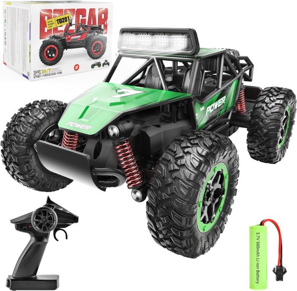 BEZGAR TB201 RC Cars-1:20 Scale Remote Control Car-2WD High Speed 20 Km/h Electric Toy Off Road Vehicle Monster Truck Crawler with LED Headlight and Rechargeable Battery for 4-7 Year Old Boys Girls - Image 2