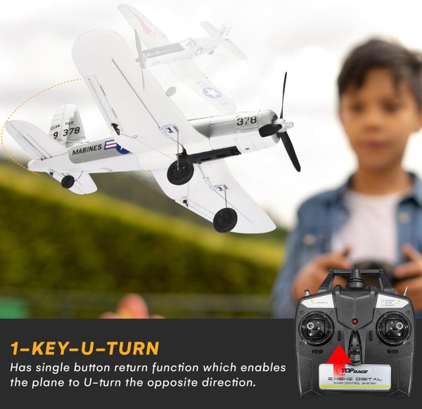 Top Race Remote Control Airplane - Ready to Fly 4 Channel RC Plane for Adults - Advanced Foam Construction - Remote Controlled War Cessna P51 Mustang Upgraded with Propeller Saver - 4.3"x15.7"x11.8" - Image 7