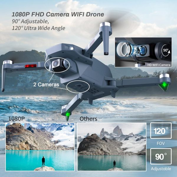 Brushless Motor Drone with Dual Camera Real 1080P WiFi RC Quadcopter Remote Control Airplanes Long Range FPV Plane Gift for Adults Kids Beginner, 2 Batteries 34 Mins Flight Time,Speed Adjustment,Waypoints,Gesture Selfie,Auto Hover - Image 6