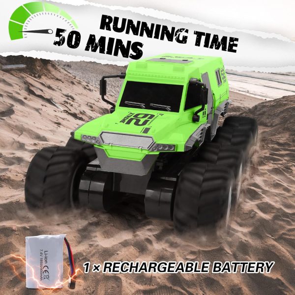 RC Trucks 8WD Offroad Waterproof,50Mins Playing Time Battery,1: 12 Large Remote Control Monster Truck for Boys Girls,Amphibious Gift Toy for Kids Age 6 7 8 9 10 11 - Image 6