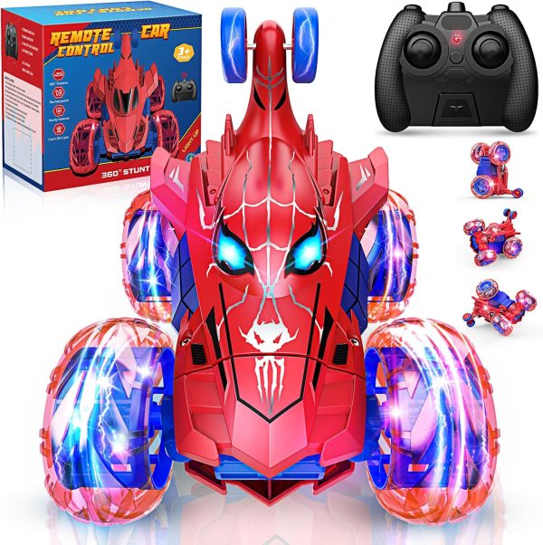 Remote Control Car RC Car Toys for Boys 3 4 5 6 7 8 9 10 Year Old,360° Fast Stunt RC Cars with 4WD Wheel Lights,Kids Toys Fun Birthday Gifts Christmas Stuffers for Kids Boys Age 3-5 4-6 5-7 6-8 - Image 2