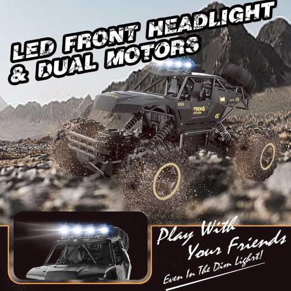 RC Cars Remote Control Car 1:12 Off Road Truck, Metal Shell LED Headlights Offroad Monster RC Truck, 4x4 All Terrain Hobby RC Cars Toys for Boys Kids Adults Gifts 8-12 - Image 4