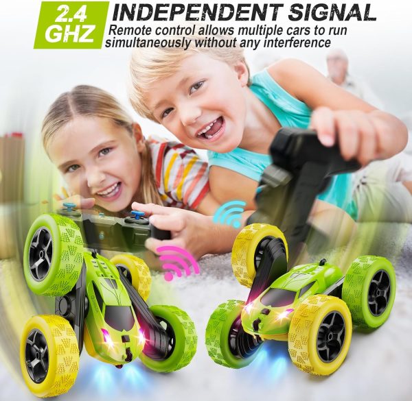 Remote Control Car, RC Car Toys for 6-12 Year Old Boys, Off Road RC Stunt Car 4WD 360° Rotating Remote Control Car for Kids, Boys Girls Gifts for Birthday, Christmas Yellow&Green - Image 4