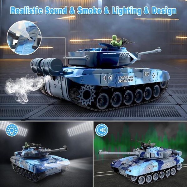 RC Tank 1:18 Remote Control Tank 2.4G Military Vehicle Tank Fight with Smoking and Vibration Controller Shoot BBS Airsoft Bullets Main Battle Toy for Kids and Adults - Image 5