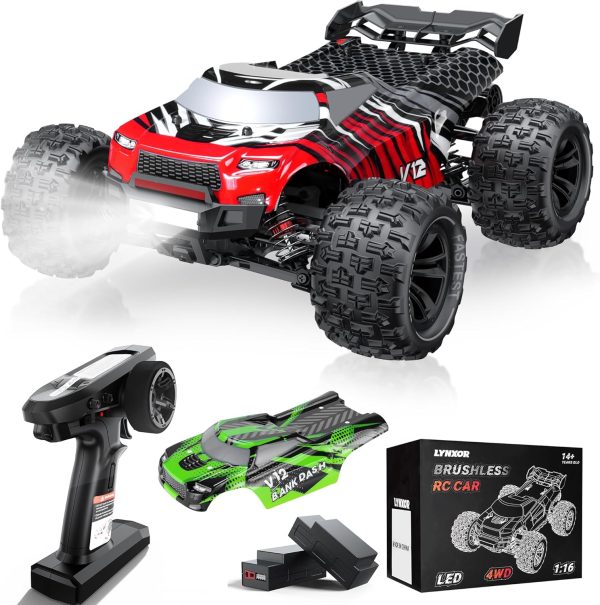 1/16 Brushless Remote Control Car, Electric 4WD RC Truck Max 43 MPH Fast RC Cars, All Terrains High Speed RC Monster Truck with Two 2S Lipo Batteries for Adults & Boys - Image 2