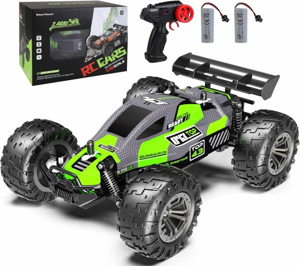 Remote Control Car,1:18 Scale 2.4GHz High Speed 20KM/H All Terrain RC Cars with 2 Rechargeable Batteries Off Road RC car for Boys Age 4-7,8-12 (Green 01) - Image 2