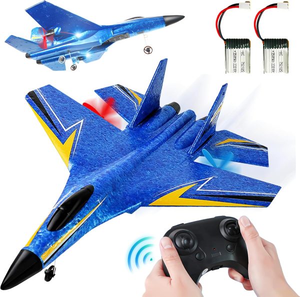 BEZGAR Drones for Kids | 2 Channel RC Plane, 6-axis Gyro Remote Control Airplane, RC Helicopter, Easy Control for Beginners Toys with Colorful LED Navigation Lights - Image 2