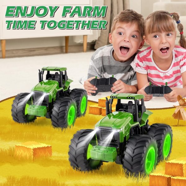 Remote Control Tractor Toys, Light Up Farm Monster Trucks Toy for Boys 3, 4, 5, 6, 7 Year Old, 2.4 Ghz RC Tractor Toys, Ideal Christmas, Birthday Gifts for Kids - Image 6