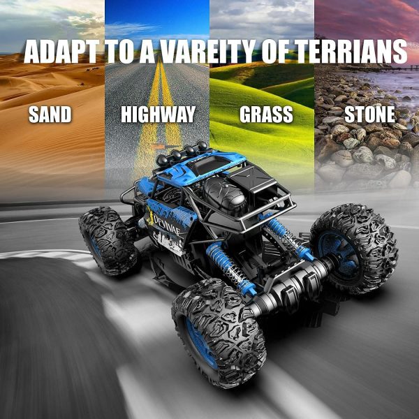 CROBOLL 1:12 Large Remote Control car for Boys Kids with Lifting Function,4WD RC Cars Electric Monster Truck Toy Gifts 4X4 Off-Road RC Rock Crawler 2.4GHz RC Truck with 2 Batteries(Blue) - Image 9