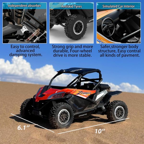 Remote Control Car All Terrain for Zforce, 4WD Off Road UTV Trucks with 3 Speed and LED Bodylight, 1:12 Scale Electric RC Crawler Vehicle Toy Gifts for Boys Girls Adults, 2 Batteries Included - Image 7