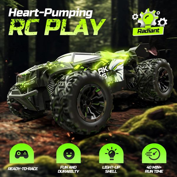 DEERC Remote Control Car, Glowing Eagle RC Cars for Boys Age 8-12 W/ 2 Rechargeable Batteries for 40 Min Play, 2.4Ghz All Terrain Off-Road RC Monster Truck Toys for Kids Birthday Xmas Gift - Image 3