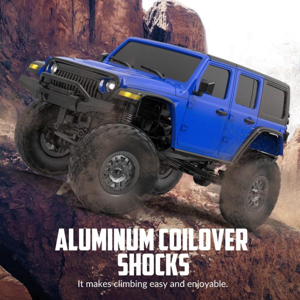 RCS24 Off Road 1/24 RC Truck 4x4 Off Road Crawler Climbing Vehicle All Terrain RC Monster Truck Remote Control Car with Bright Headlight 2 Batteries Waterproof Hobby Toys(RTR Blue) - Image 6