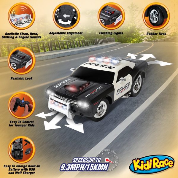 Rechargeable Police Car Remote Control Toy for Kids, Hobby Rc Cars Toys with Lights and Siren - Birthday Gift Ideas for Boy Age 8-12 Years - Gifts for Boys & Girls Ages 3 4 5 6-8 9 10 11 12 Year Old - Image 4