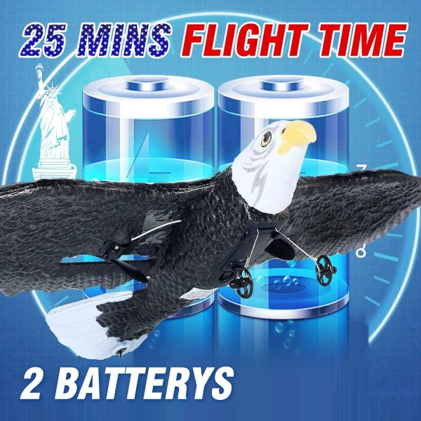 Yasola RC Plane,Remote Control Eagle Airplane Toys,Aircraft 2.4GHZ 2CH RTF Flying Bird with 6-axis Gyro Stabilizer, 2 Batteries & Propeller,Easy Fly for Beginners Boys Kids - Image 5